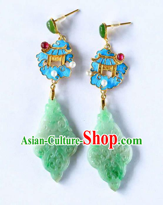 Handmade China Traditional Jewelry National Cheongsam Jade Earrings Heavenly Palace Eardrop Accessories Handmade China Traditional Jewelry National Cheongsam Jade Earrings Heavenly Palace Eardrop Accessories