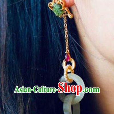 Handmade China Pearls Eardrop Accessories Traditional Jade Jewelry National Cheongsam Earrings