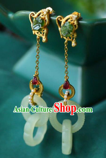 Handmade China Pearls Eardrop Accessories Traditional Jade Jewelry National Cheongsam Earrings Handmade China Pearls Eardrop Accessories Traditional Jade Jewelry National Cheongsam Earrings