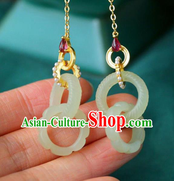 Handmade China Pearls Eardrop Accessories Traditional Jade Jewelry National Cheongsam Earrings Handmade China Pearls Eardrop Accessories Traditional Jade Jewelry National Cheongsam Earrings