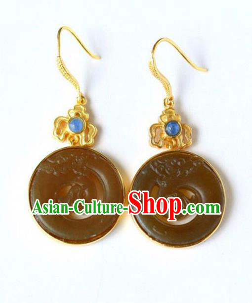 Handmade China Jade Carving Dragon Eardrop Accessories Traditional Jade Jewelry National Cheongsam Earrings Handmade China Jade Carving Dragon Eardrop Accessories Traditional Jade Jewelry National Cheongsam Earrings