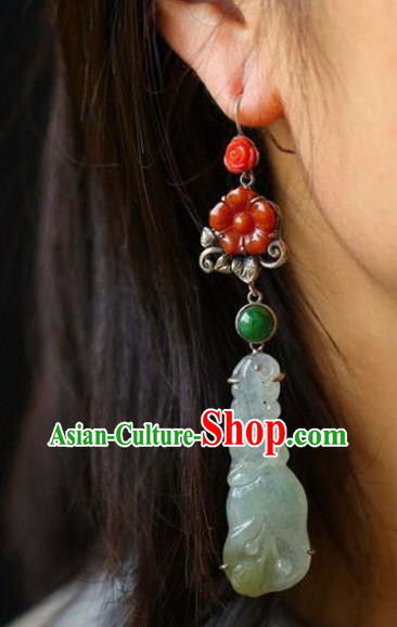 Handmade China Traditional Jade Jewelry National Cheongsam Earrings Wedding Eardrop Accessories Handmade China Traditional Jade Jewelry National Cheongsam Earrings Wedding Eardrop Accessories