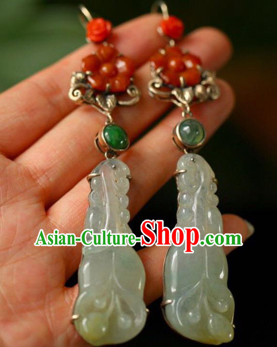 Handmade China Traditional Jade Jewelry National Cheongsam Earrings Wedding Eardrop Accessories Handmade China Traditional Jade Jewelry National Cheongsam Earrings Wedding Eardrop Accessories