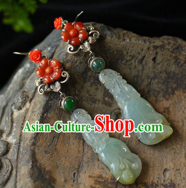 Handmade China Traditional Jade Jewelry National Cheongsam Earrings Wedding Eardrop Accessories Handmade China Traditional Jade Jewelry National Cheongsam Earrings Wedding Eardrop Accessories