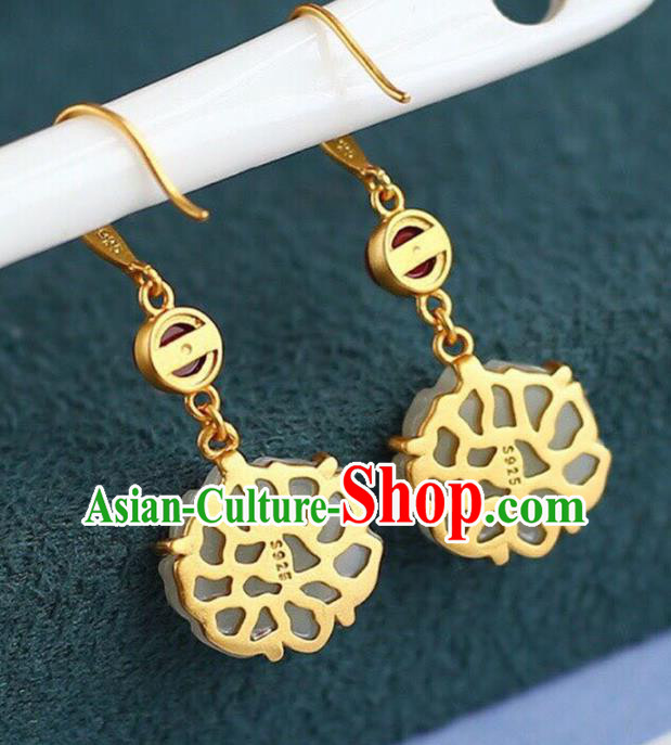Handmade China Agate Eardrop Accessories Traditional Jewelry National Cheongsam Jade Lotus Earrings Handmade China Agate Eardrop Accessories Traditional Jewelry National Cheongsam Jade Lotus Earrings