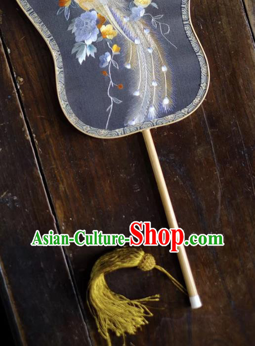 Chinese Traditional Silk Fans Handmade Embroidered Peacock Peony Palace Fan Chinese Traditional Silk Fans Handmade Embroidered Peacock Peony Palace Fan