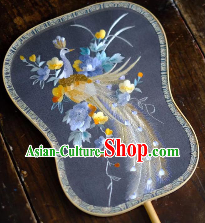 Chinese Traditional Silk Fans Handmade Embroidered Peacock Peony Palace Fan Chinese Traditional Silk Fans Handmade Embroidered Peacock Peony Palace Fan