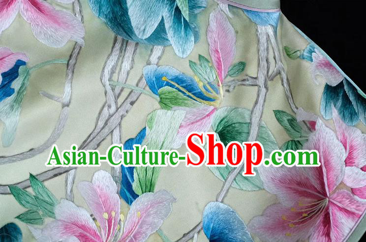 Chinese Embroidered Flowers Bird Vest Costume Traditional Upper Outer Garment Light Green Silk Waistcoat Chinese Embroidered Flowers Bird Vest Costume Traditional Upper Outer Garment Light Green Silk Waistcoat