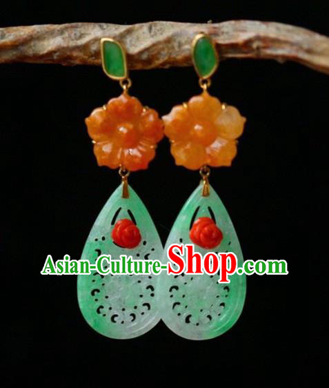Handmade China Agate Plum Eardrop Accessories Traditional Jewelry National Cheongsam Jade Earrings Handmade China Agate Plum Eardrop Accessories Traditional Jewelry National Cheongsam Jade Earrings