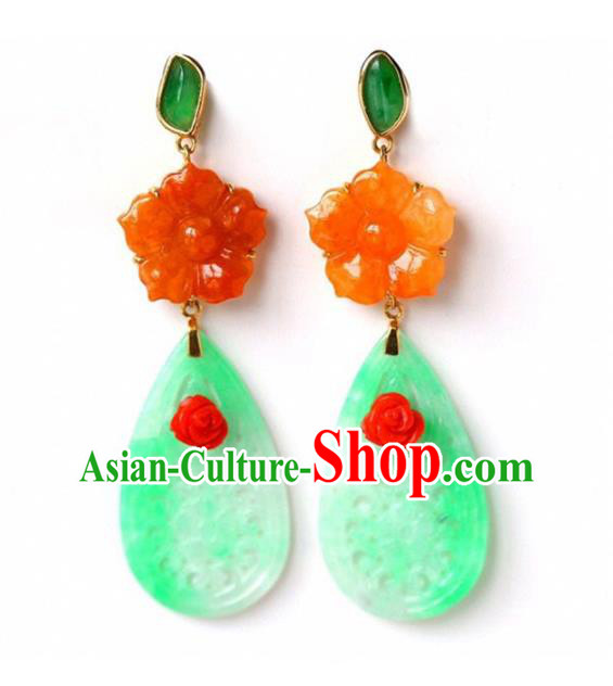 Handmade China Agate Plum Eardrop Accessories Traditional Jewelry National Cheongsam Jade Earrings Handmade China Agate Plum Eardrop Accessories Traditional Jewelry National Cheongsam Jade Earrings