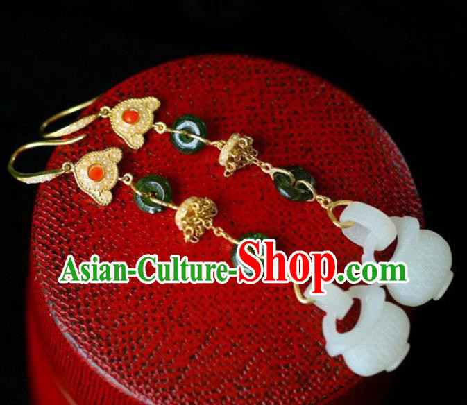 Handmade China Jade Censer Eardrop Accessories Traditional Jewelry National Cheongsam Gems Earrings Handmade China Jade Censer Eardrop Accessories Traditional Jewelry National Cheongsam Gems Earrings