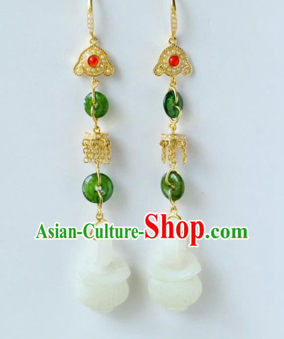 Handmade China Jade Censer Eardrop Accessories Traditional Jewelry National Cheongsam Gems Earrings Handmade China Jade Censer Eardrop Accessories Traditional Jewelry National Cheongsam Gems Earrings