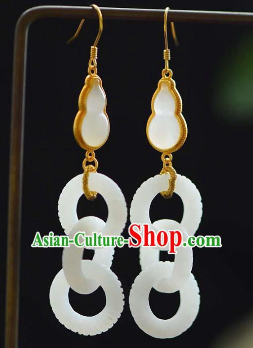 Handmade China Jade Accessories Gourd Earrings Jewelry Traditional Cheongsam Eardrop Handmade China Jade Accessories Gourd Earrings Jewelry Traditional Cheongsam Eardrop