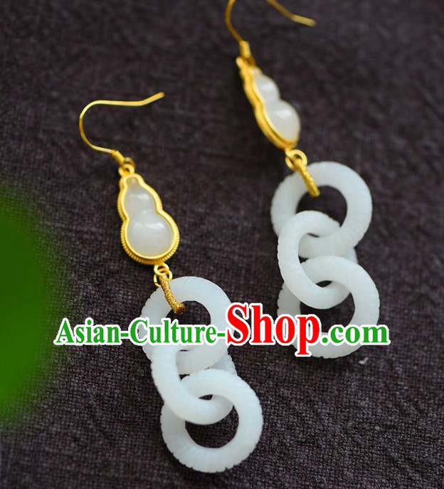Handmade China Jade Accessories Gourd Earrings Jewelry Traditional Cheongsam Eardrop Handmade China Jade Accessories Gourd Earrings Jewelry Traditional Cheongsam Eardrop