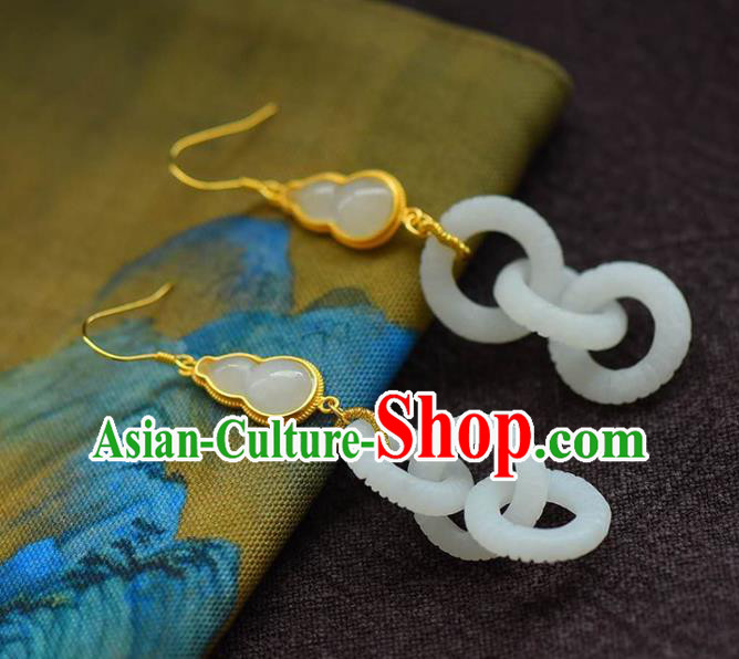 Handmade China Jade Accessories Gourd Earrings Jewelry Traditional Cheongsam Eardrop Handmade China Jade Accessories Gourd Earrings Jewelry Traditional Cheongsam Eardrop