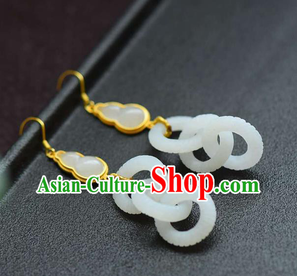 Handmade China Jade Accessories Gourd Earrings Jewelry Traditional Cheongsam Eardrop Handmade China Jade Accessories Gourd Earrings Jewelry Traditional Cheongsam Eardrop