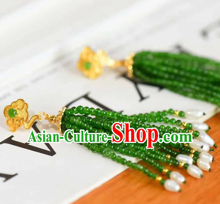 Handmade China Pearls Tassel Eardrop Accessories Traditional Jewelry National Cheongsam Jade Beads Earrings Handmade China Pearls Tassel Eardrop Accessories Traditional Jewelry National Cheongsam Jade Beads Earrings