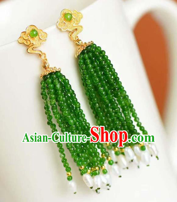 Handmade China Pearls Tassel Eardrop Accessories Traditional Jewelry National Cheongsam Jade Beads Earrings Handmade China Pearls Tassel Eardrop Accessories Traditional Jewelry National Cheongsam Jade Beads Earrings