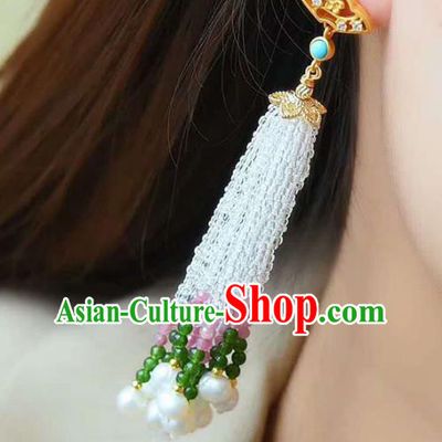 Handmade China Cheongsam Beads Tassel Eardrop Accessories National Earrings Traditional Jewelry