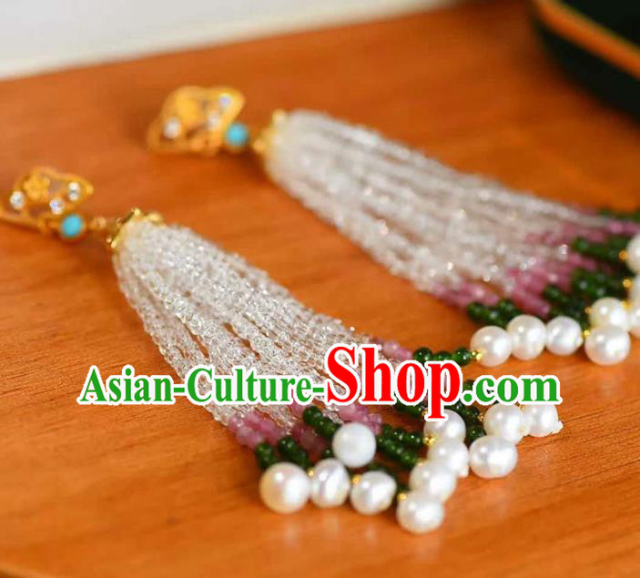 Handmade China Cheongsam Beads Tassel Eardrop Accessories National Earrings Traditional Jewelry Handmade China Cheongsam Beads Tassel Eardrop Accessories National Earrings Traditional Jewelry