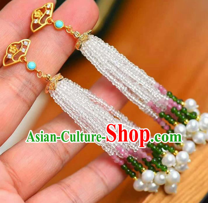 Handmade China Cheongsam Beads Tassel Eardrop Accessories National Earrings Traditional Jewelry Handmade China Cheongsam Beads Tassel Eardrop Accessories National Earrings Traditional Jewelry