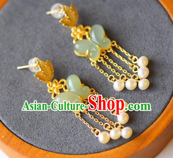 Handmade China National Jade Butterfly Earrings Traditional Jewelry Cheongsam Pearls Tassel Eardrop Accessories Handmade China National Jade Butterfly Earrings Traditional Jewelry Cheongsam Pearls Tassel Eardrop Accessories