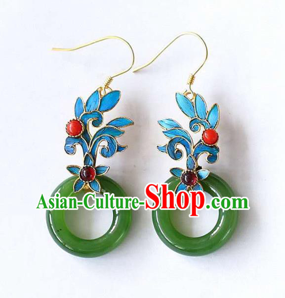 Handmade China Jade Peace Buckle Eardrop Accessories Traditional Jewelry Cheongsam Garnet Earrings Handmade China Jade Peace Buckle Eardrop Accessories Traditional Jewelry Cheongsam Garnet Earrings