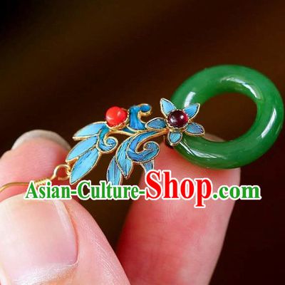 Handmade China Jade Peace Buckle Eardrop Accessories Traditional Jewelry Cheongsam Garnet Earrings