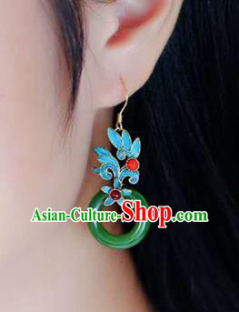 Handmade China Jade Peace Buckle Eardrop Accessories Traditional Jewelry Cheongsam Garnet Earrings Handmade China Jade Peace Buckle Eardrop Accessories Traditional Jewelry Cheongsam Garnet Earrings