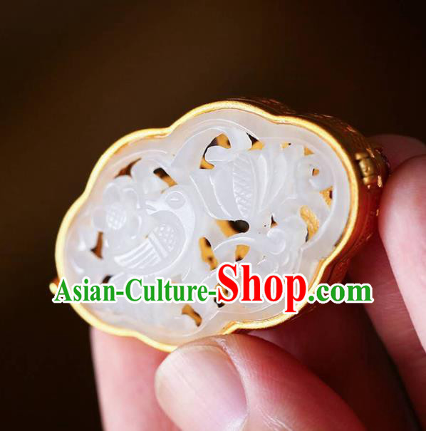 Chinese Classical Gems Necklace Accessories Handmade National Golden Sachet Pendant Chinese Classical Gems Necklace Accessories Handmade National Golden Sachet Pendant