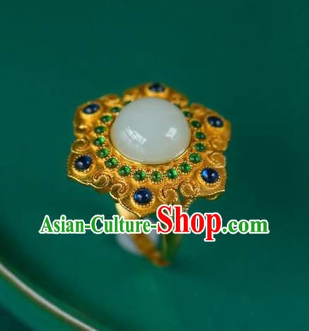 Chinese National Sapphire Ring Jewelry Traditional Handmade Golden Circlet Accessories Chinese National Sapphire Ring Jewelry Traditional Handmade Golden Circlet Accessories
