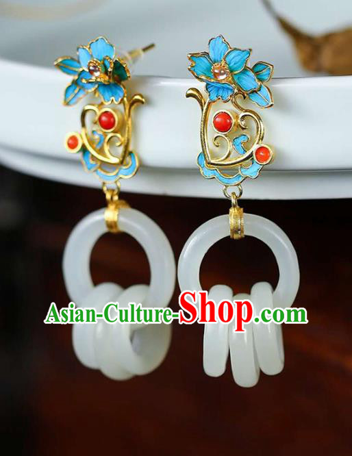 Handmade China Traditional Gems Eardrop Accessories National Cheongsam Jade Rings Earrings Jewelry Handmade China Traditional Gems Eardrop Accessories National Cheongsam Jade Rings Earrings Jewelry