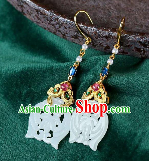 Handmade China National Jewelry Traditional Jade Eardrop Accessories Cheongsam Earrings Handmade China National Jewelry Traditional Jade Eardrop Accessories Cheongsam Earrings