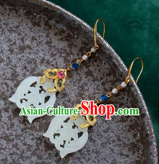 Handmade China National Jewelry Traditional Jade Eardrop Accessories Cheongsam Earrings Handmade China National Jewelry Traditional Jade Eardrop Accessories Cheongsam Earrings