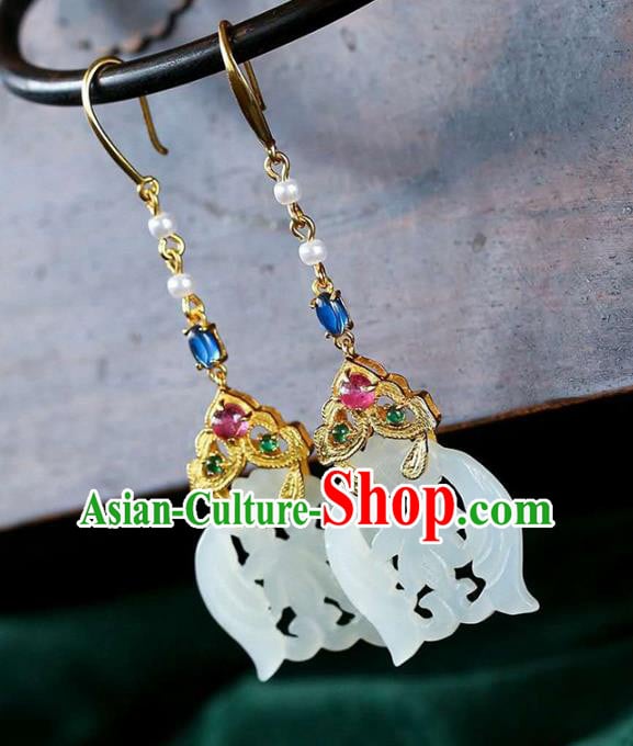 Handmade China National Jewelry Traditional Jade Eardrop Accessories Cheongsam Earrings Handmade China National Jewelry Traditional Jade Eardrop Accessories Cheongsam Earrings