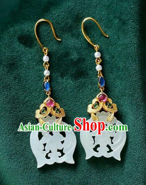 Handmade China National Jewelry Traditional Jade Eardrop Accessories Cheongsam Earrings Handmade China National Jewelry Traditional Jade Eardrop Accessories Cheongsam Earrings