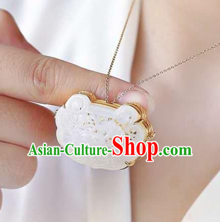 Chinese Handmade National Jade Necklet Pendant Classical Golden Sachet Necklace Accessories Chinese Handmade National Jade Necklet Pendant Classical Golden Sachet Necklace Accessories