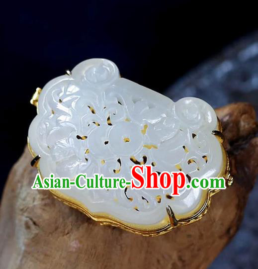 Chinese Handmade National Jade Necklet Pendant Classical Golden Sachet Necklace Accessories Chinese Handmade National Jade Necklet Pendant Classical Golden Sachet Necklace Accessories
