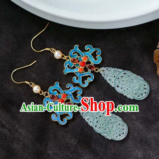Handmade China Traditional Eardrop Cheongsam Jade Earrings National Jewelry Accessories Handmade China Traditional Eardrop Cheongsam Jade Earrings National Jewelry Accessories
