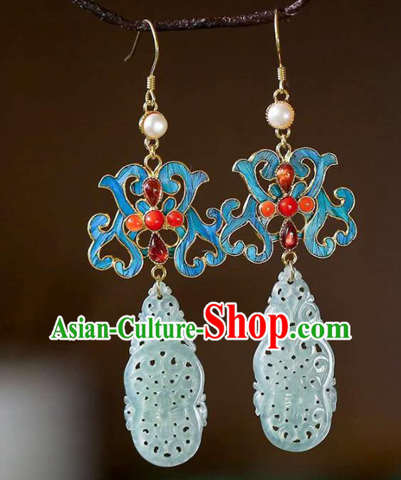 Handmade China Traditional Eardrop Cheongsam Jade Earrings National Jewelry Accessories Handmade China Traditional Eardrop Cheongsam Jade Earrings National Jewelry Accessories