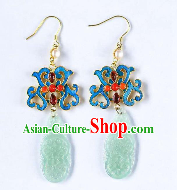 Handmade China Traditional Eardrop Cheongsam Jade Earrings National Jewelry Accessories Handmade China Traditional Eardrop Cheongsam Jade Earrings National Jewelry Accessories