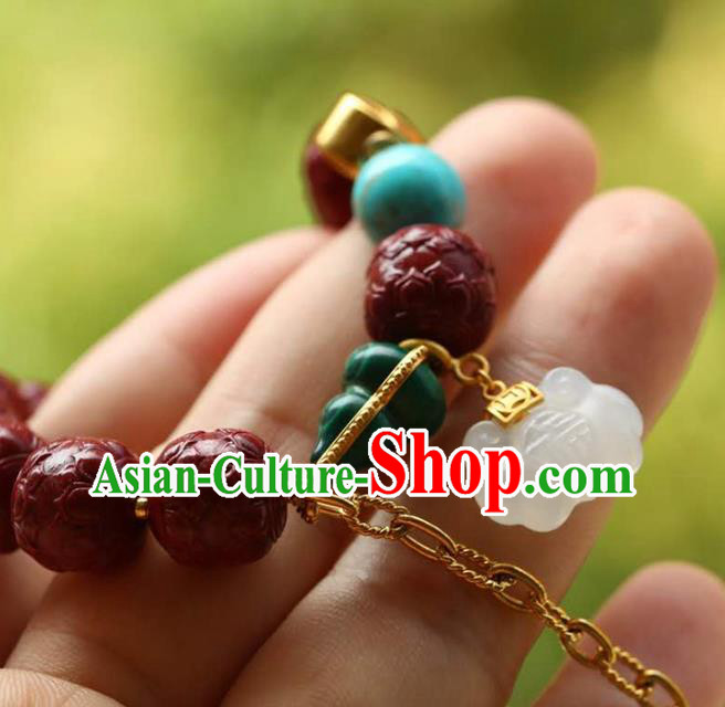 China Handmade Jade Lock Bracelet Traditional Jewelry Accessories National Vermilion Carving Lotus Bangle China Handmade Jade Lock Bracelet Traditional Jewelry Accessories National Vermilion Carving Lotus Bangle