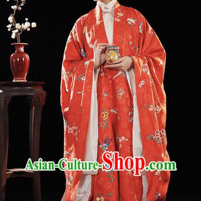 China Ancient Imperial Countess Red Hanfu Costumes Traditional Ming Dynasty Historical Clothing Complete Set