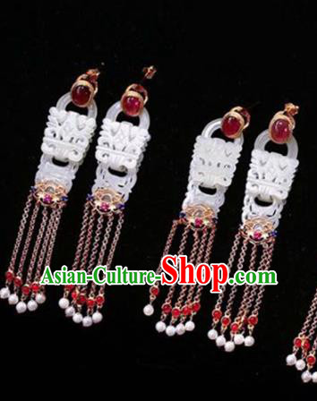 Handmade China National Pink Tourmaline Earrings Traditional Jade Jewelry Cheongsam Tassel Eardrop Accessories Handmade China National Pink Tourmaline Earrings Traditional Jade Jewelry Cheongsam Tassel Eardrop Accessories