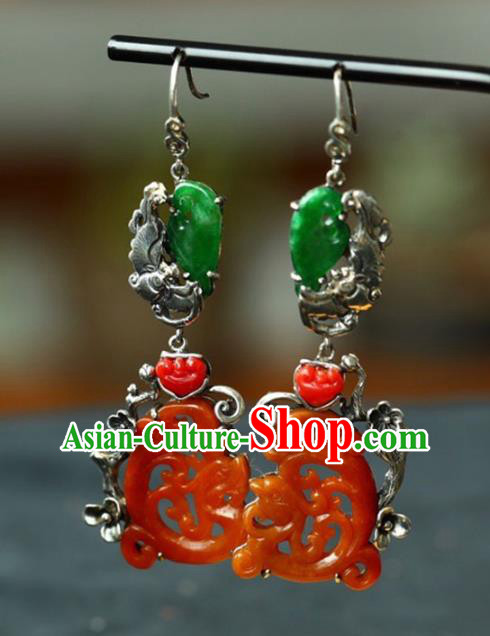 Handmade China Cheongsam Eardrop Accessories Traditional Jewelry National Jade Phoenix Earrings Handmade China Cheongsam Eardrop Accessories Traditional Jewelry National Jade Phoenix Earrings