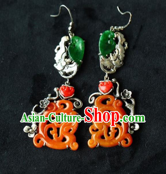 Handmade China Cheongsam Eardrop Accessories Traditional Jewelry National Jade Phoenix Earrings Handmade China Cheongsam Eardrop Accessories Traditional Jewelry National Jade Phoenix Earrings
