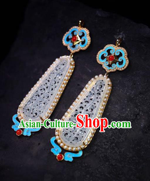 Handmade China Cheongsam Pearls Eardrop Accessories Traditional Jade Jewelry National Earrings Handmade China Cheongsam Pearls Eardrop Accessories Traditional Jade Jewelry National Earrings