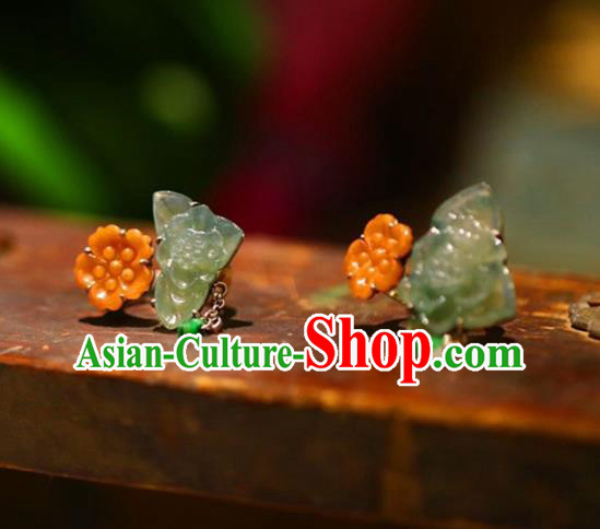 Chinese National Agate Flowers Ring Jewelry Traditional Handmade Jadeite Circlet Silver Accessories Chinese National Agate Flowers Ring Jewelry Traditional Handmade Jadeite Circlet Silver Accessories