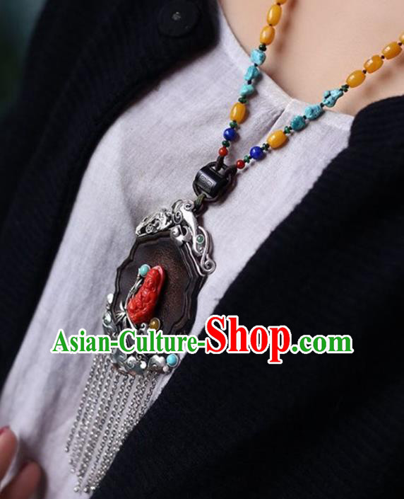 Chinese National Classical Necklace Accessories Handmade Retro Silver Tassel Necklet Pendant Chinese National Classical Necklace Accessories Handmade Retro Silver Tassel Necklet Pendant
