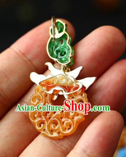 Handmade China Traditional Jade Jewelry Cheongsam Eardrop Accessories National Jadeite Earrings Handmade China Traditional Jade Jewelry Cheongsam Eardrop Accessories National Jadeite Earrings